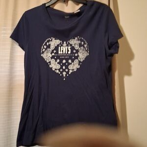 Levi's Navy Blue Heart Graphic Women's Top